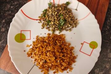 Goa Saraswat cuisine Phova chutney and mooga bhaji